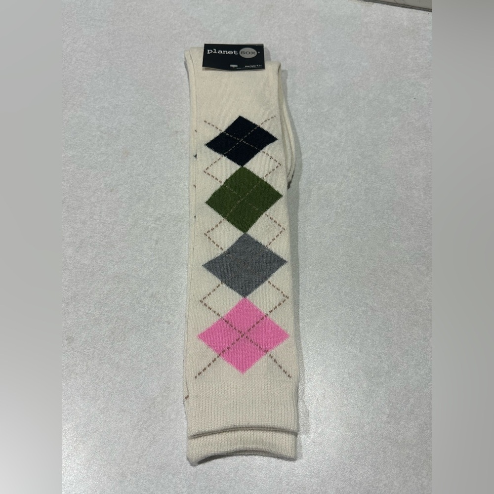 planet Sox /Candygirl Threads Multicolor Argyle Cotton Socks Size 9-11 NEW
